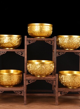 铜教授 全纯黄铜龙凤呈祥铜碗钱币碗创意家居铜器礼品摆件