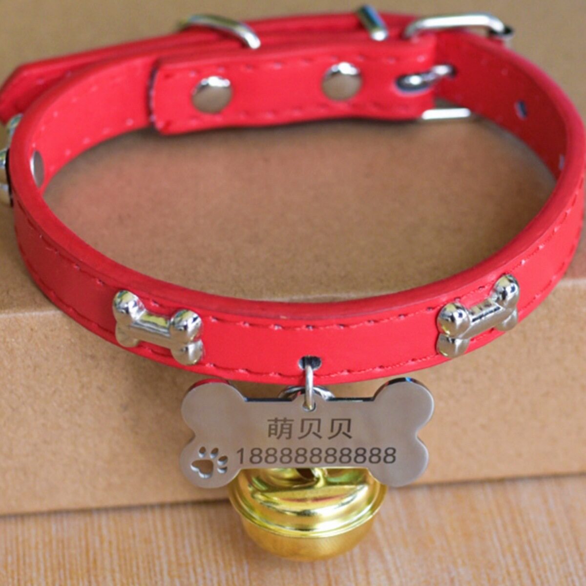 宠物防丢项圈激光刻字D 制猫小狗狗牌比熊泰迪牵引绳吊坠铃铛项