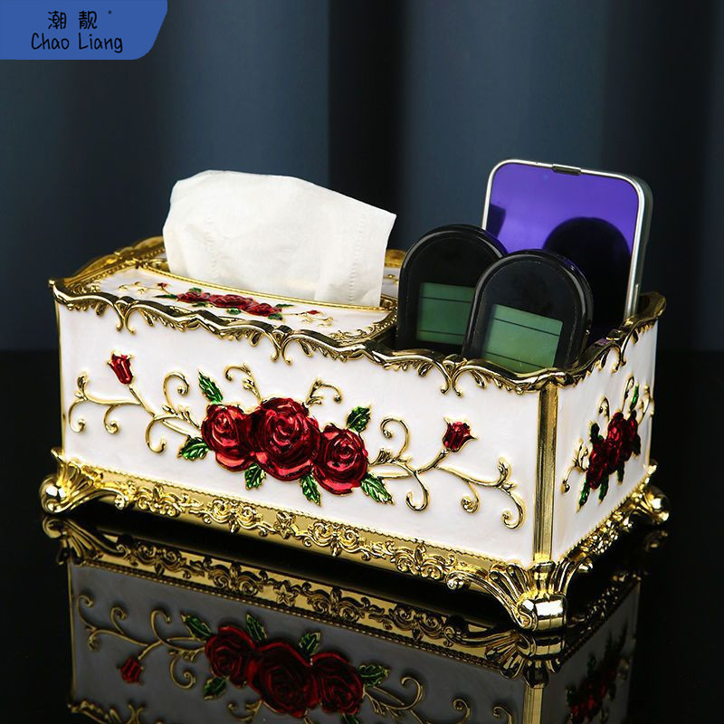 纸巾盒家用欧式抽纸盒客厅茶几高档创意多功能桌面遥控器收纳盒