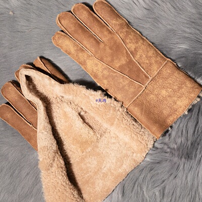 真羊皮毛一体手套冬加厚保暖防寒男骑电动车防风羊毛手套女骑行