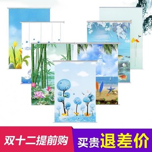 升降窗帘遮光卷帘浴室卧室化妆室百叶窗帘卷拉式 手拉式 全防水厨房