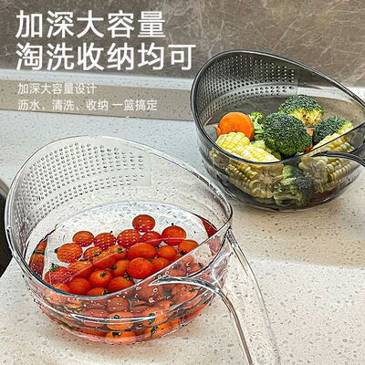 厨房淘米神器家用洗菜细孔沥水篮多功能淘菜洗米带手柄洗水果盆子