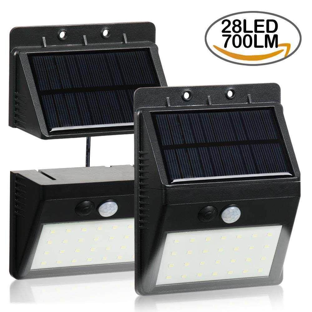 跨境太阳能灯人体感应5W户外庭院灯防水28LED投光灯花园楼梯壁灯