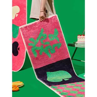 甜话街麻将系列仿羊绒地毯卧室房间客厅床边毯茶几毯家用地垫