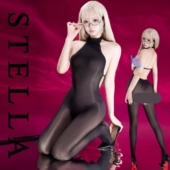 STELLA性感露背连体打底衣6D丝滑透视油亮紧身黑色马油连体衣丝袜