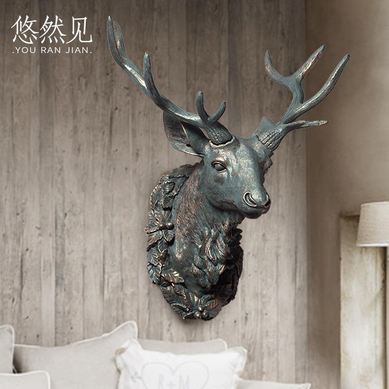 大号鹿头壁挂鹿角挂饰欧式创意简约立体动物头墙饰壁饰品酒吧装饰