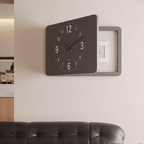 2025新款现代简约多功能带钟遮丑配电箱挂钟时钟弱电电表箱装饰画