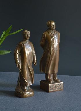 复古毛主席铜像摆件客厅书房摆放伟人立像毛主席去安源送领导朋友