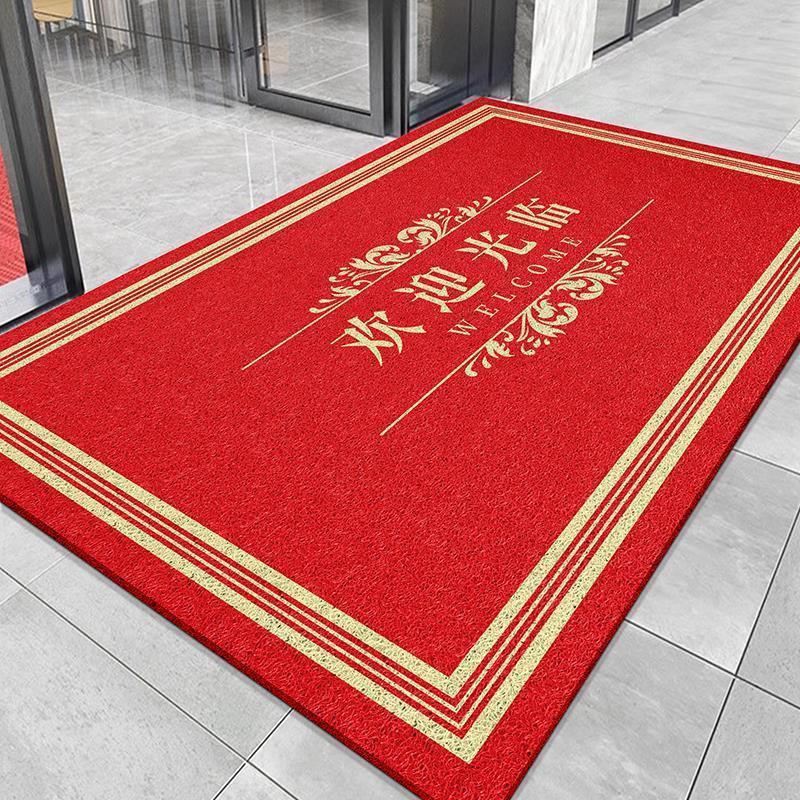 欢迎光临门垫酒店门口迎宾红色脚垫定制加厚耐脏防滑地垫地毯商用