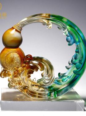 琉璃葫芦摆件客厅玄关装饰品搬家乔迁新居礼品退休礼物水晶工艺品