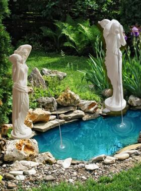 欧式女神循环流水喷泉人物雕塑落地摆件庭院花园会所水景鱼池装饰