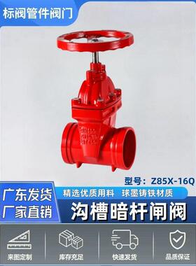 槽式闸阀Dn100防火阀软密封隐杆Z85铸铁管夹式手动开关筏门