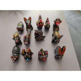 河南特产 淮阳泥泥狗大十二生肖 泥咕咕 泥哨 泥塑摆件 泥人