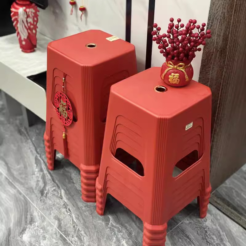 塑料凳子家用加厚经济型朔料方板凳客厅餐桌登子椅子简易熟胶高凳