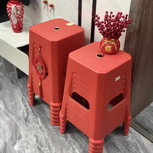 塑料凳子家用加厚经济型朔料方板凳客厅餐桌登子椅子简易熟胶高凳