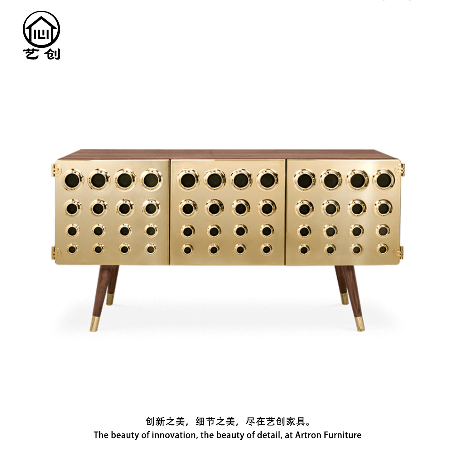 轻奢风不锈钢餐边柜创意高级感金属储藏柜设计款艺术实木玄关柜