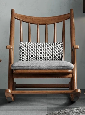 超舒适懒人沙发北欧实木摇椅复古躺椅轻奢午睡摇摇椅客厅2025新款