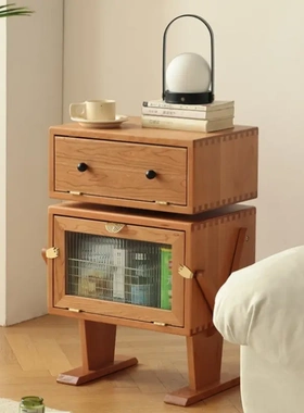 床头柜替代神器 实木创意机器人边柜客厅樱桃木收纳柜卧室置物柜