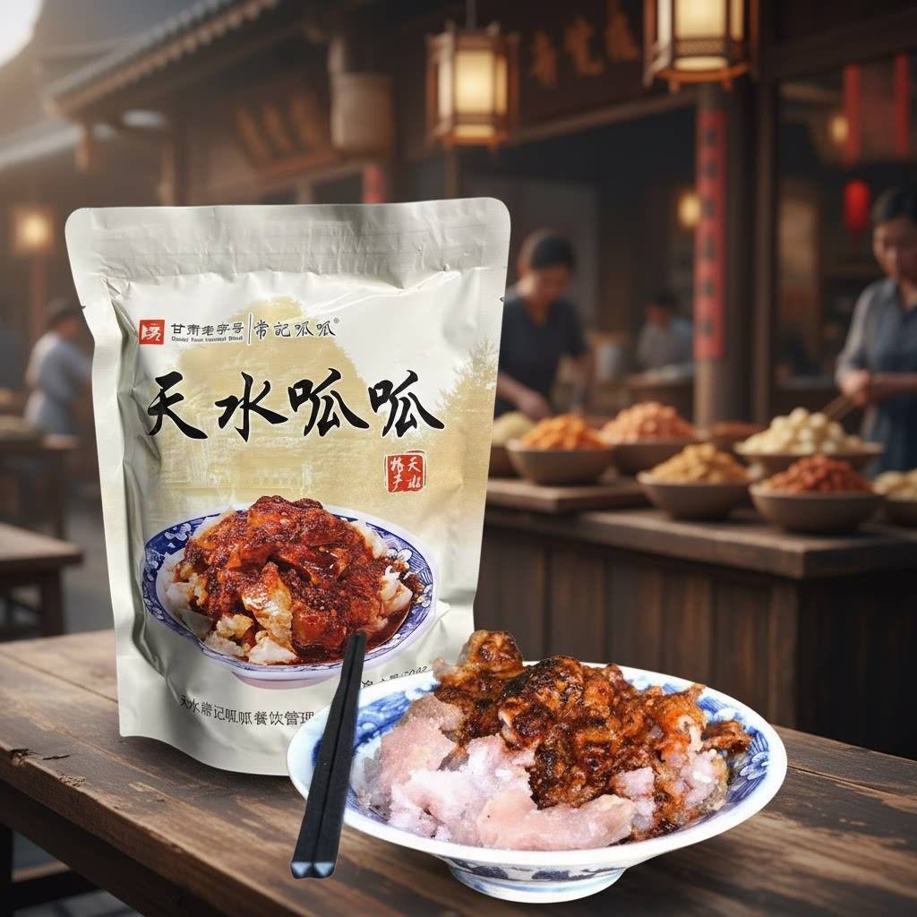 甘肃天水常记呱呱东步行街呱呱传统老字号常记呱呱方便速食真空装 - 实物图