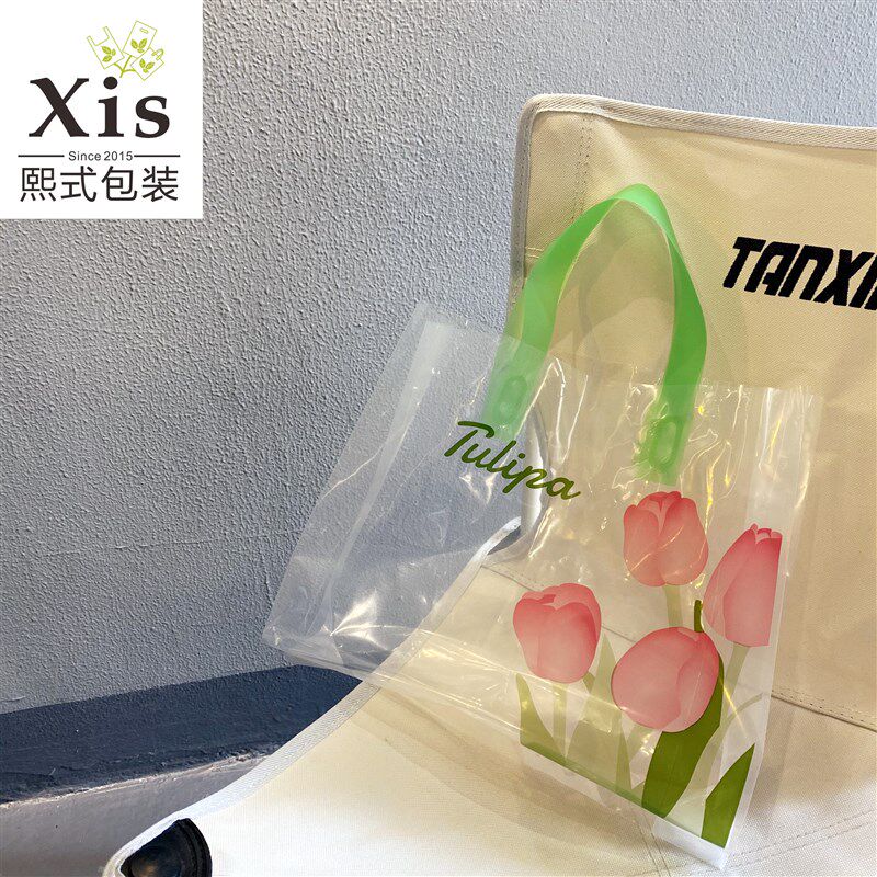 速发品新郁袋香透明服装手提袋大号塑料金商场购物袋化妆品礼清袋
