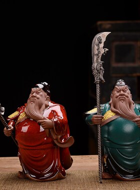 速发新中关陶瓷人物厅公摆件关二爷武财神镇宅客式玄关桌面