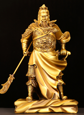 速发养关公神像摆件纯铜武财关爷提刀关神二爷供铜佛像家居店铺开