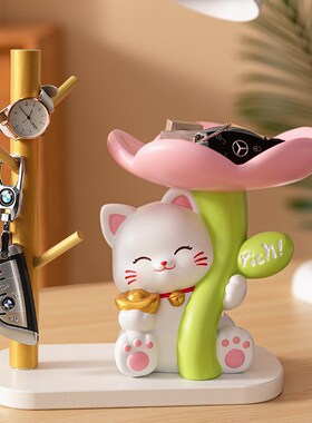 速发奶油风入户玄关猫收纳厅件家居电摆客视柜乔迁之喜装饰品