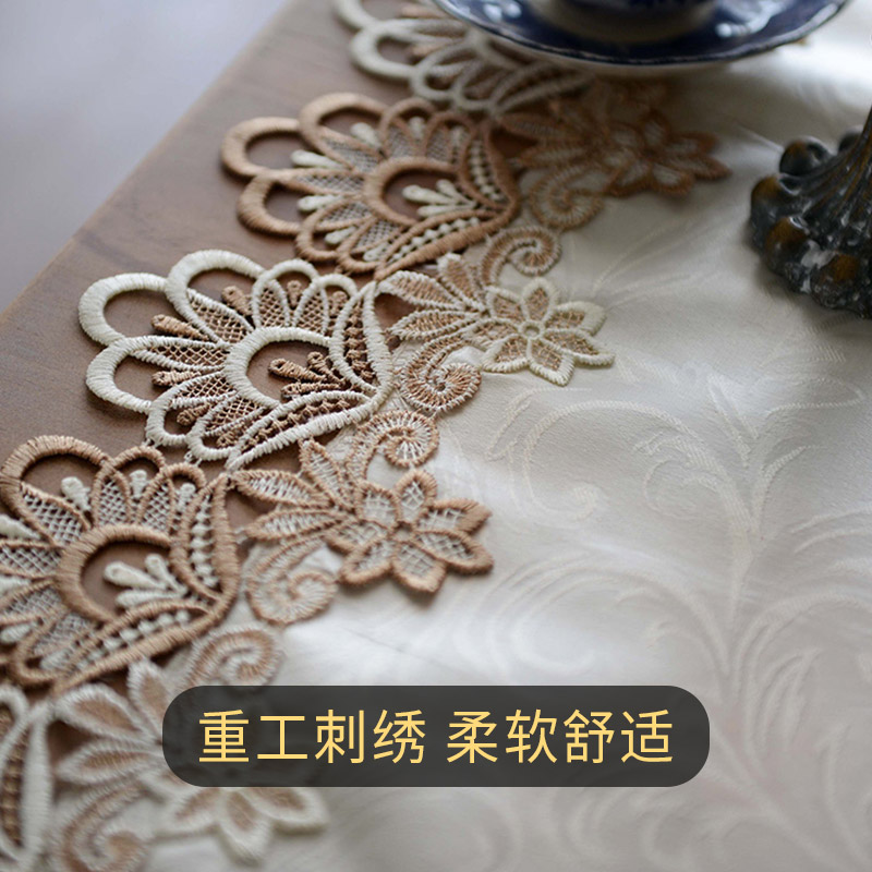 速发欧式茶几桌布防水防油免洗桌垫客厅家用台布桌旗长方形蕾丝餐