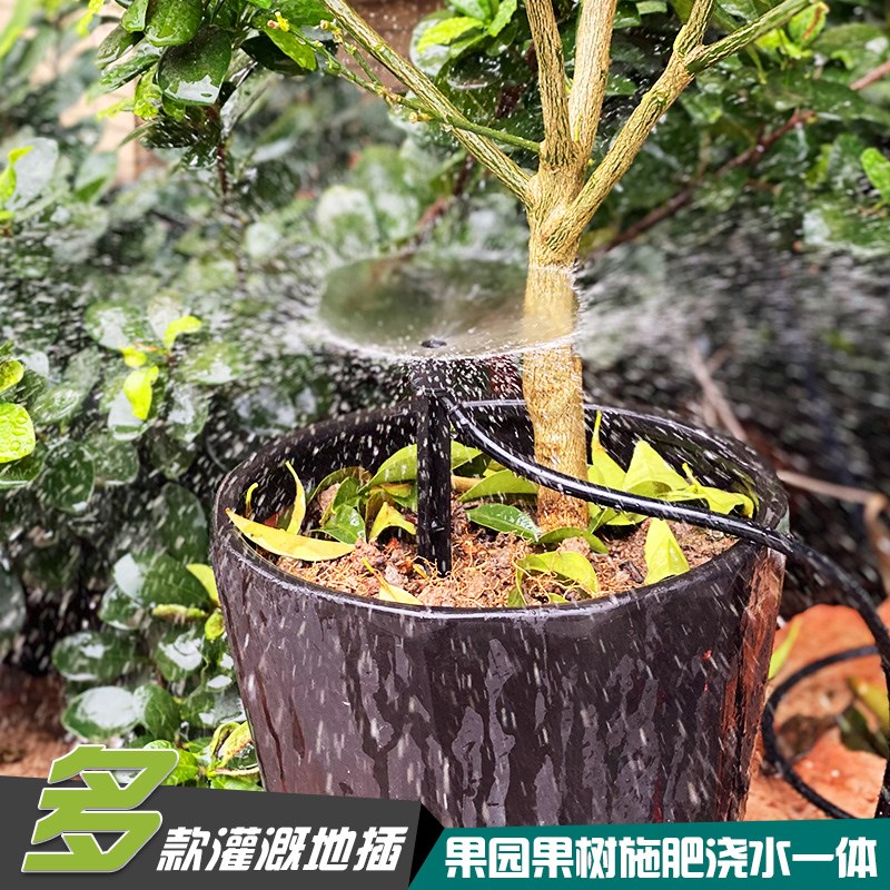 速发可调节地插喷滴涌泉喷头自动浇水八孔流量微喷滴灌设备系统柑