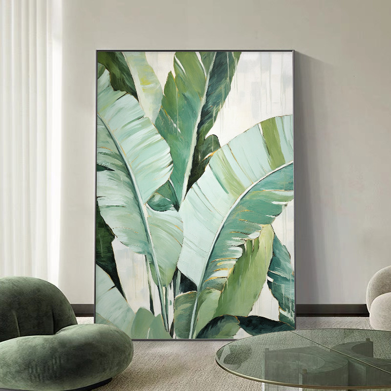 速发家大挂植客厅装饰画绿大抽象艺术肌理感沙发背景墙落地画玄关