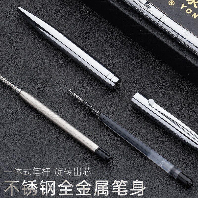 速发全金属不锈钢宝珠笔重m感商务签字黑5科技感旋转出芯0.笔m手