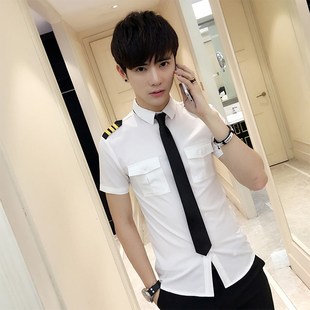 速发8空少制服理发衬男士夜员V少爷服务店演出师衣韩版