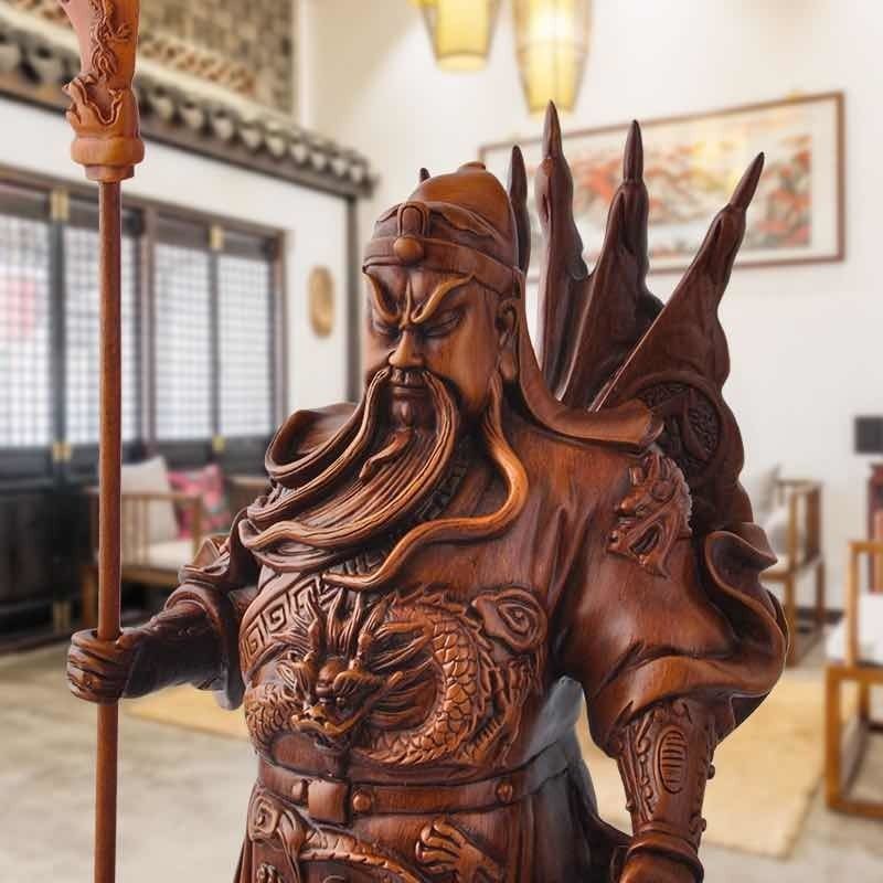 速发关羽件关二爷关公家居摆武客厅饰品赵之周大号九龙武关公