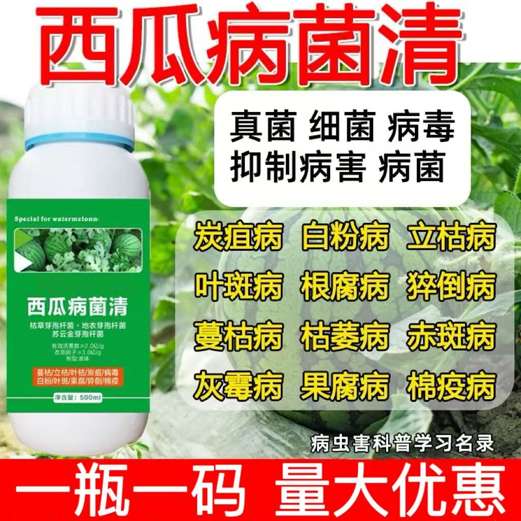 西瓜治病药甜瓜哈密瓜蔓枯病枯萎病青枯黄叶炭疽病农用正品杀菌剂