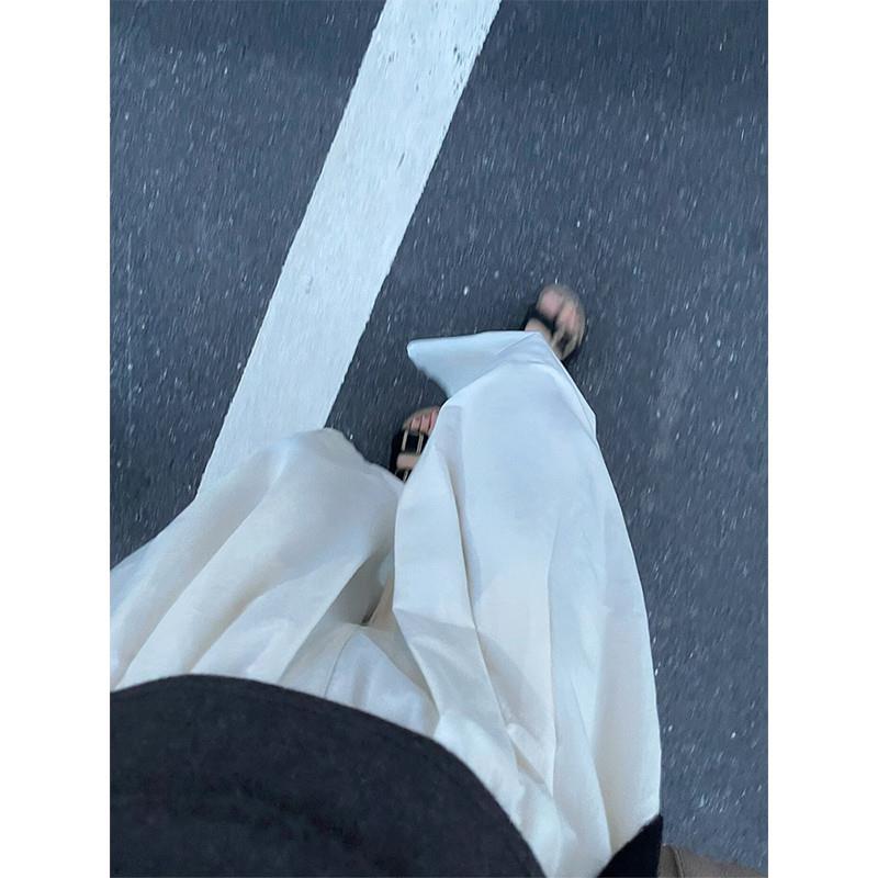 白色休闲裤女夏薄款胖妹妹mm梨形身材宽松显瘦阔腿九分山本气球裤