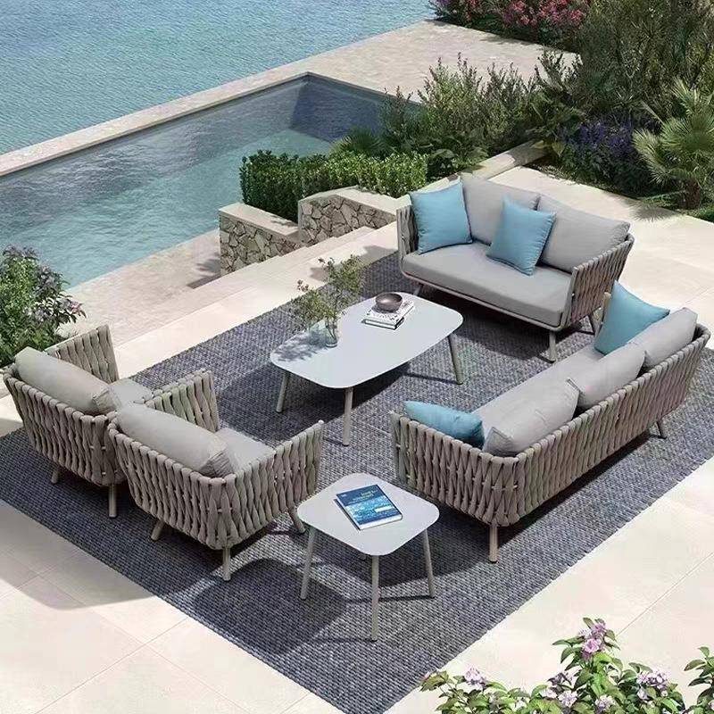 北欧户外沙发庭院室外阳台别墅藤椅组合防雨防晒露天休闲藤编家具