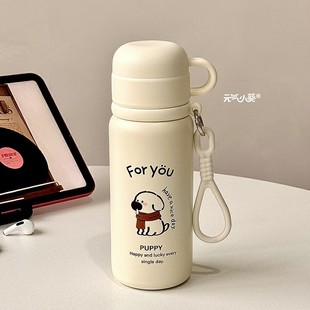 韩系简约小众学生不撞款吸管水杯ins女生高颜值不锈钢三饮保温杯