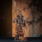 紫铜招财关公摆件武财神关二爷关羽关公铜像家居客厅办公室装 饰品