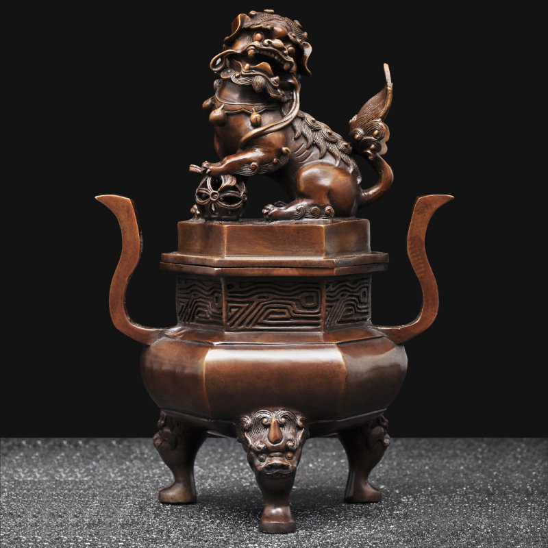 紫铜色狮子香炉熏香炉宣德炉家用香道茶道香炉檀香盘香炉香薰炉,家居饰品,桌面摆件,淘宝优惠券,粉丝福利购,淘宝优惠卷