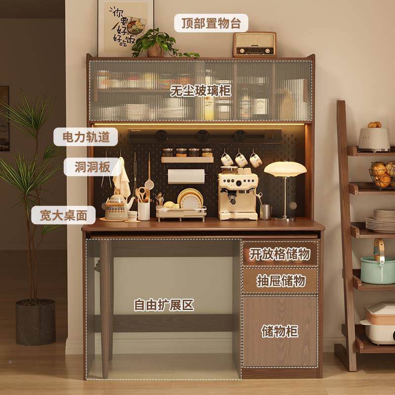 实木餐边柜折餐桌一体叠家客厅收纳用置柜物小户型靠墙边SZ023-88
