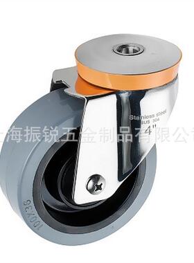 不3锈钢脚轮欧款4寸5寸30SE欧款-34锈钢静音ER橡胶TP不R刹车轮轮