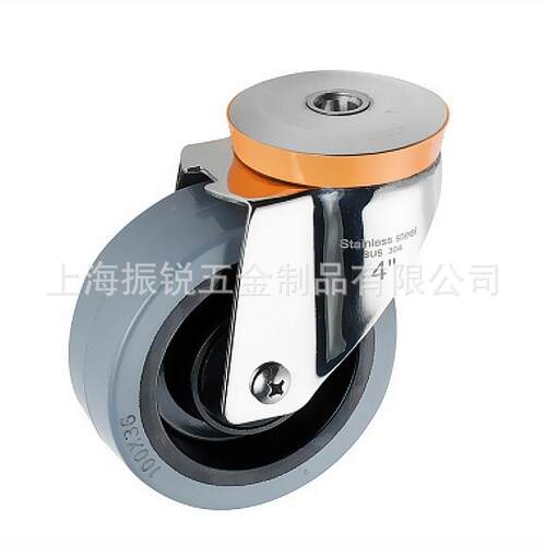 不3锈钢脚轮欧款4寸5寸30SE欧款-34锈钢静音ER橡胶TP不R刹车轮轮