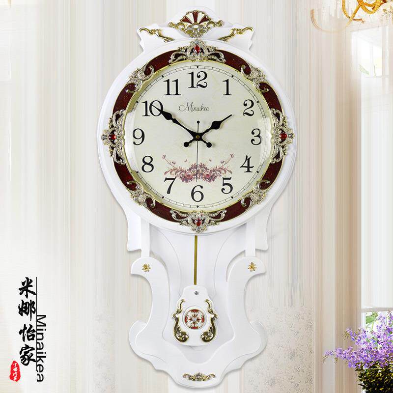 韩式MN-1053新款创意英客卧室别大号静音机芯厅电子石挂墅钟摆钟