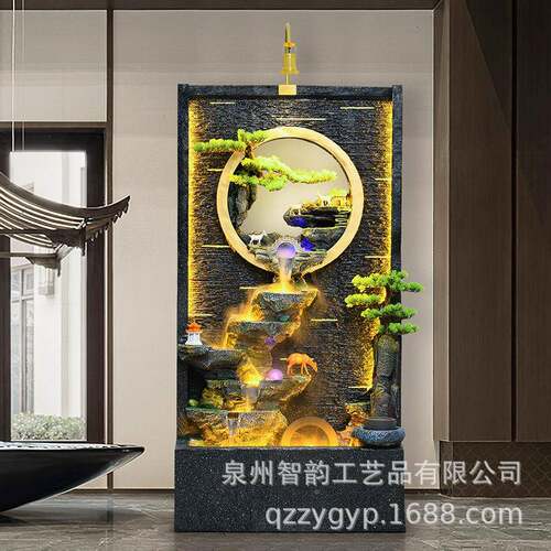 假山造水幕墙喷流水泉摆别件招财水景观SLJ客厅庭院酒店墅鱼池景