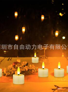 LED充878电蜡灯闪烁定时烛遥茶灯仿真控塑料万圣节装氛围电子蜡饰
