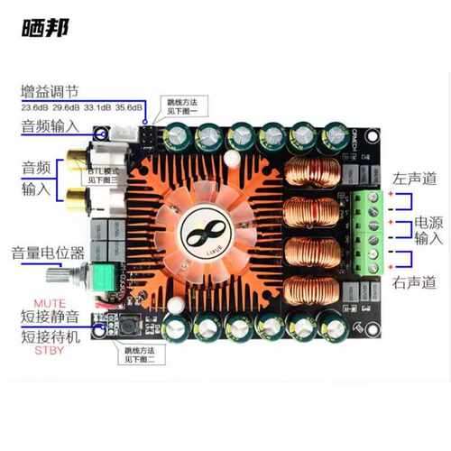 【晒邦】TDA7498E数字功放板2.0立体声2*160W双声道支持BTL220W