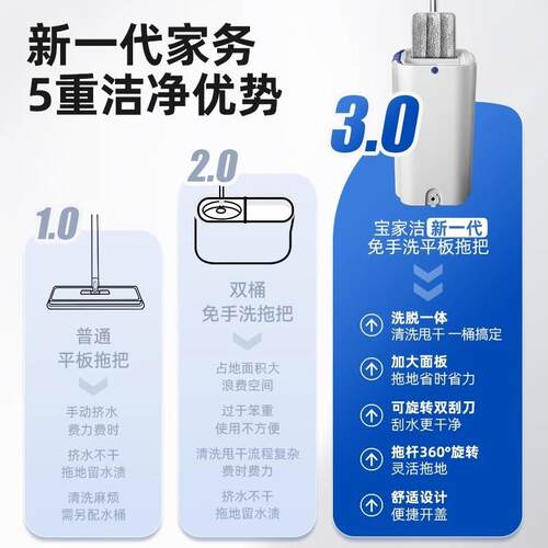 手洗懒人拖拖把202免5新款家用用一平板地拖布净干湿两111神器