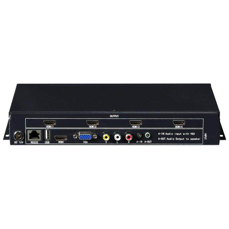 现货hdmi1进四出液晶电视视频屏幕图像分割多画面拼接盒子处理器