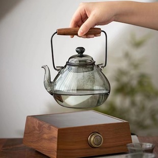围炉煮茶桌复古高硼硅o玻璃提梁壶电陶炉烧水壶家用玻璃茶壶大容