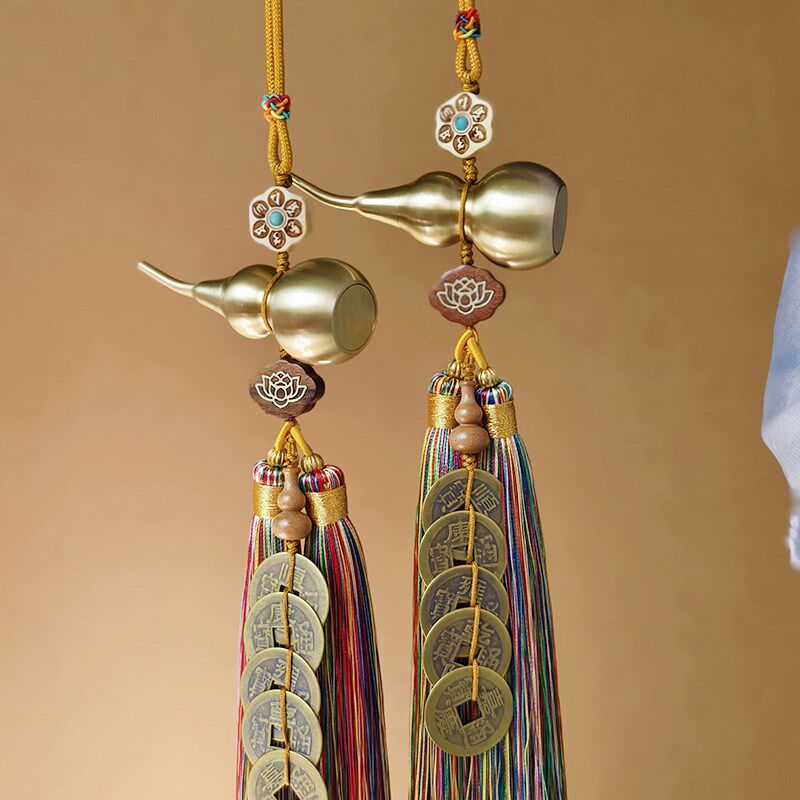 乔迁新居挂饰彩色流苏五帝铜钱葫芦流苏挂件门对门穗子.卧室床头
